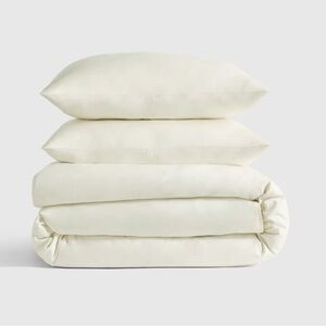 QUINCE Classic Organic Percale Duvet Cover Set Full/Queen Ivory 4489